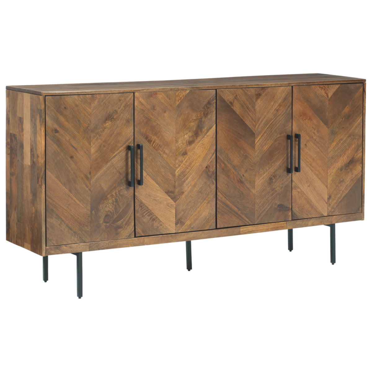 Accent Cabinet with 4 Chevron Doors in Brown