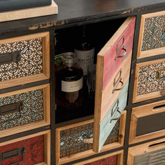 Accent Cabinet with 4 Drawers in Black Solid Wood