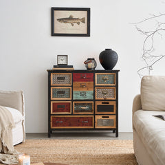 Accent Cabinet with 4 Drawers in Black Solid Wood
