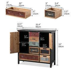 Accent Cabinet with 4 Drawers in Black Solid Wood