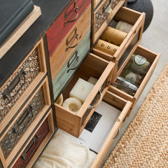 Accent Cabinet with 4 Drawers in Black Solid Wood