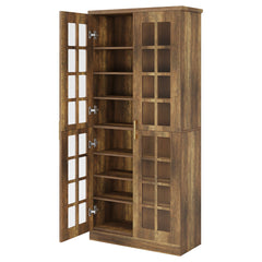 Accent Cabinet with 8 Shelves and 2 Doors in Brown
