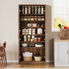 Accent Cabinet with 8 Shelves and 2 Doors in Brown