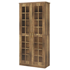 Accent Cabinet with 8 Shelves and 2 Doors in Brown