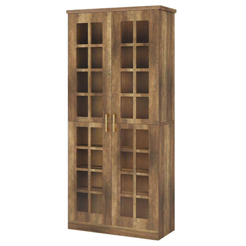 Accent Cabinet with 8 Shelves and 2 Doors in Brown