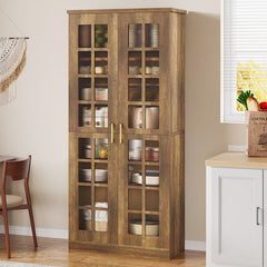 Accent Cabinet with 8 Shelves and 2 Doors in Brown