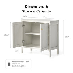 Accent Cabinet with Adjustable Shelves, Antique White Manufactured Wood