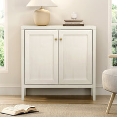 Accent Cabinet with Adjustable Shelves, Antique White Manufactured Wood