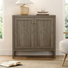 Accent Cabinet with Adjustable Shelves, Antique White Manufactured Wood
