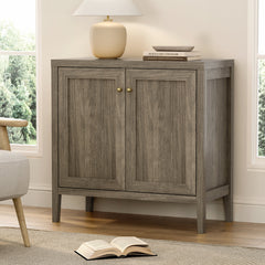 Accent Cabinet with Adjustable Shelves, Antique White Manufactured Wood