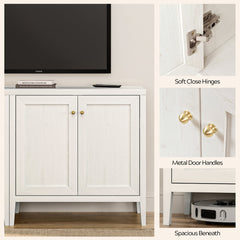 Accent Cabinet with Adjustable Shelves, Antique White Manufactured Wood