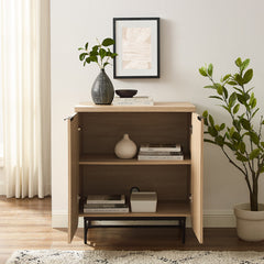 Accent Cabinet with Adjustable Shelves in Coastal Oak/Black