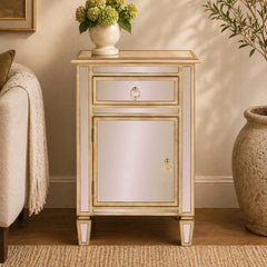 Accent Cabinet with Beveled Mirror Panels and 1 Drawer