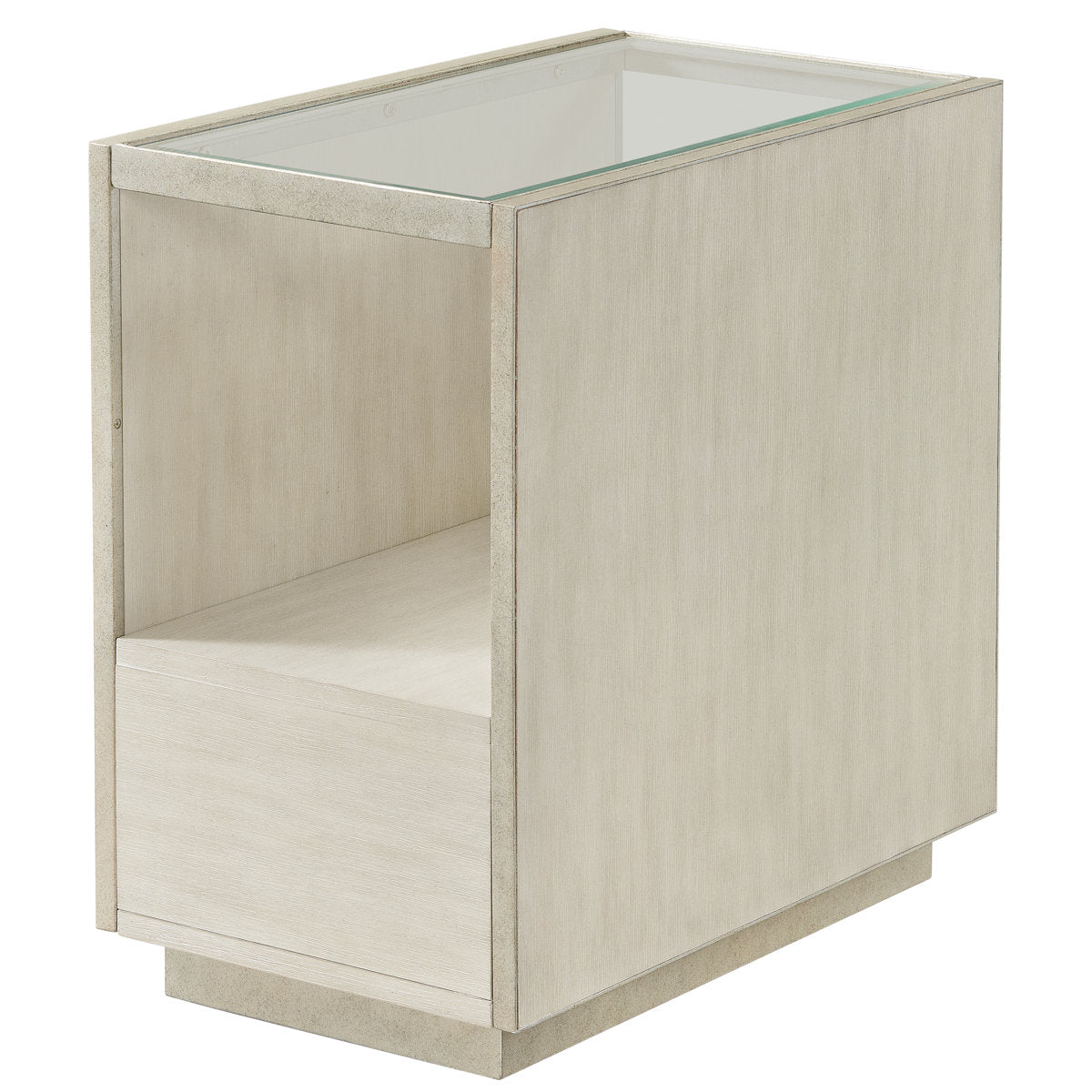 Accent Cabinet with Champagne Glass Top and Solid Wood Base
