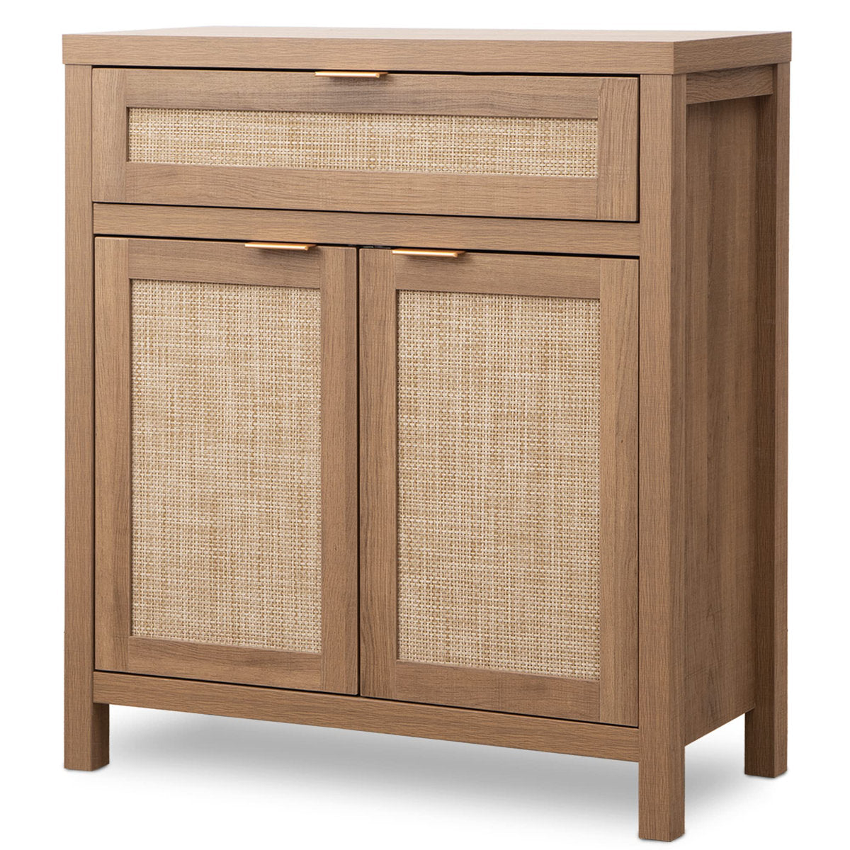 Accent Cabinet with Drawer and Doors, Natural Oak Top with Ivory Base