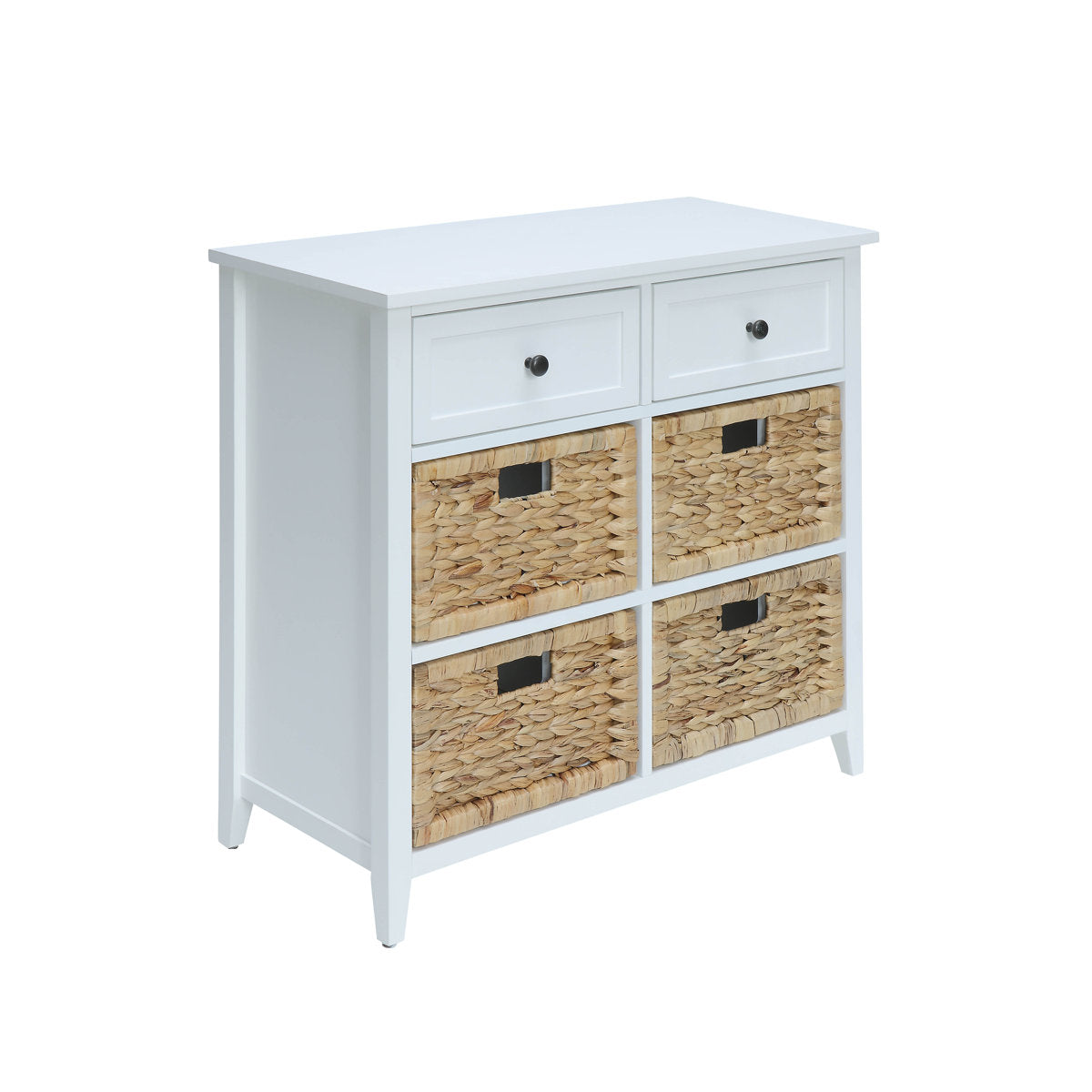 Accent Cabinet With Drawers, 30 in Wide, White Wood