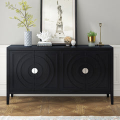 Accent Cabinet with Four Doors in Black