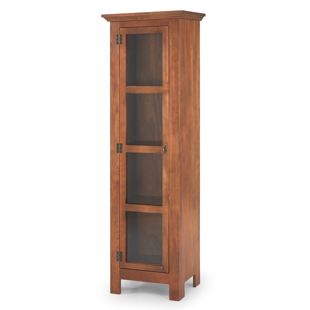 Accent Cabinet with Glass Door in Solid Pine, Black Golden Oak