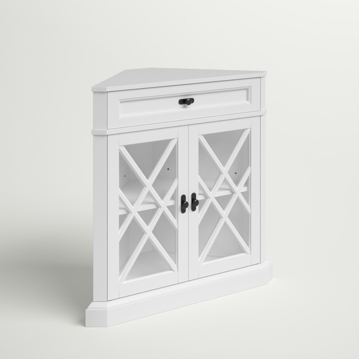 Accent Cabinet with Glass Doors in White Finish