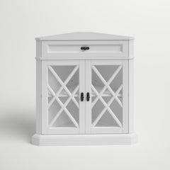 Accent Cabinet with Glass Doors in White Finish