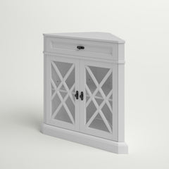 Accent Cabinet with Glass Doors in White Finish