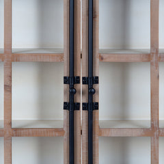 Accent Cabinet with Glass Panel Doors, White and Brown Finish