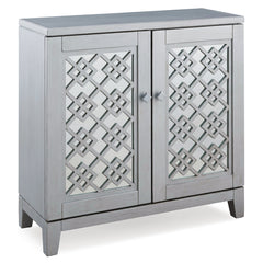 Accent Cabinet with Mirrored Doors and Adjustable Shelf in Silver