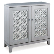 Accent Cabinet with Mirrored Doors and Adjustable Shelf in Silver