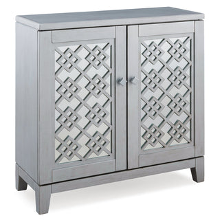 Accent Cabinet with Mirrored Doors and Adjustable Shelf in Silver