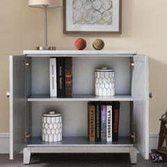 Accent Cabinet with Mirrored Doors and Adjustable Shelf in Silver