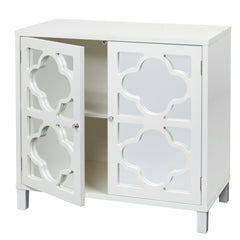 Accent Cabinet with Mirrored Doors in White