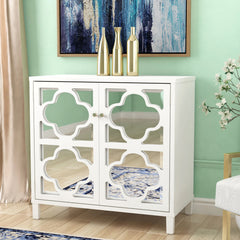 Accent Cabinet with Mirrored Doors in White