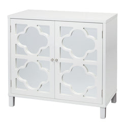Accent Cabinet with Mirrored Doors in White