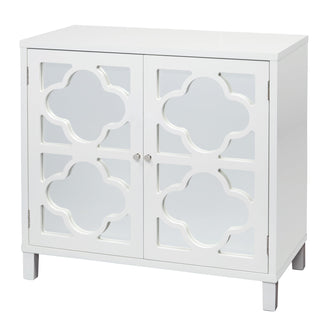 Accent Cabinet with Mirrored Doors in White