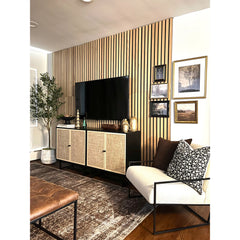 Accent Cabinet with Rattan Doors in Black
