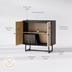 Accent Cabinet with Rattan Doors in Black
