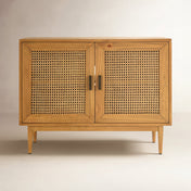 Accent Cabinet with Rattan Panels in Natural Brown