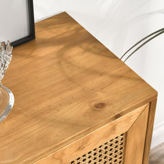 Accent Cabinet with Rattan Panels in Natural Brown