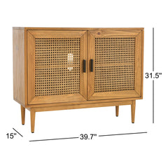 Accent Cabinet with Rattan Panels in Natural Brown