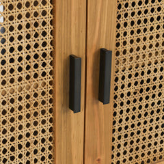 Accent Cabinet with Rattan Panels in Natural Brown