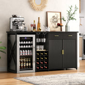 Accent Cabinet with Refrigerator Space in Black Manufactured Wood