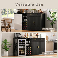 Accent Cabinet with Refrigerator Space in Black Manufactured Wood