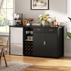 Accent Cabinet with Refrigerator Space in Black Manufactured Wood