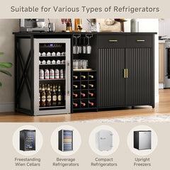 Accent Cabinet with Refrigerator Space in Black Manufactured Wood