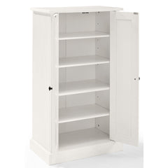 Accent Cabinet with Two Doors and Five Shelves in White Finish