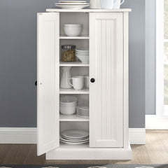 Accent Cabinet with Two Doors and Five Shelves in White Finish