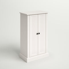 Accent Cabinet with Two Doors and Five Shelves in White Finish