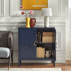 Accent Cabinet with Two Doors in Indigo Blue Manufactured Wood