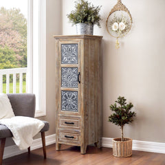 Accent Cabinet with Two Drawers in Weathered Natural Wood Finish