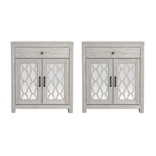 Accent Cabinets, Set of 2, Dusty Gray Oak Manufactured Wood with Drawer